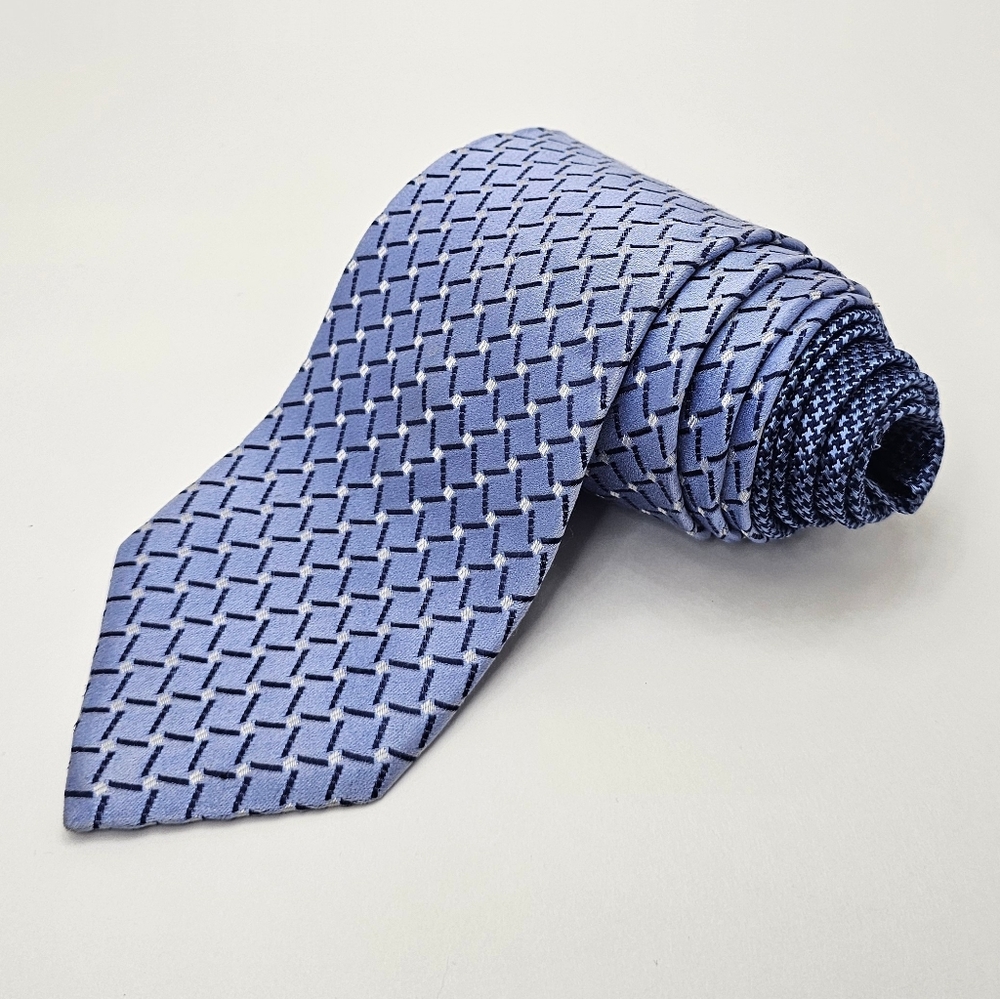 Tommy Hilfiger Baby Blue Geometric Silk Tie